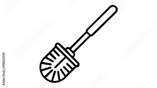 Minimalist toilet brush vector icon illustration for bathroom cleaning and hygiene maintenance. Scalable flat line art design for sanitary equipment, household chores, and restroom supplies.