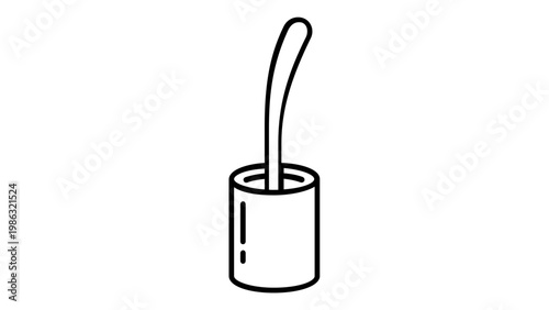 Minimalist Vector Icon Illustration of a Cotton Swab or Makeup Applicator in a Container, Ideal for Personal Care, Hygiene, Beauty, and Healthcare Design Projects, Scalable Black Line Art.