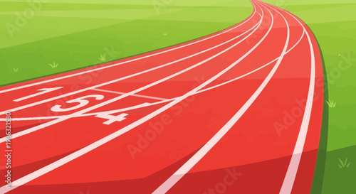 Athletic Track Lanes For Competitive Racing And Fitness Training Vibrant Illustration