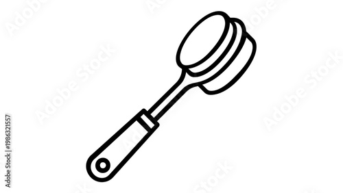 Long-handled bath brush line icon vector illustration. Minimalist black and white body scrubber for hygiene, skin care, and spa routines. Scalable AI-generated graphic for bathroom design.