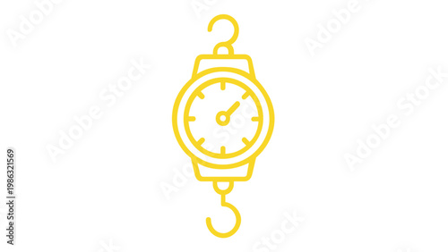 Hanging Spring Scale Vector Icon Illustration with Red to Yellow Gradient, Minimalist Weight Measurement Tool for Industrial, Kitchen, or Luggage Weighing, Scalable Flat Graphic for Modern UI.