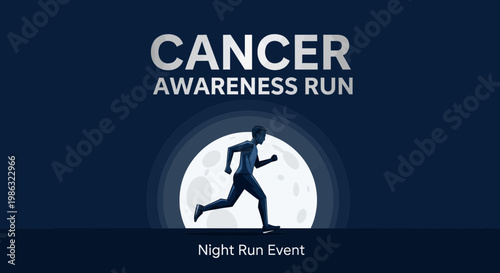 Cancer Awareness Night Run Event Silhouette Under Moon