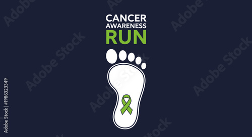 Cancer Awareness Run Footprint Symbolizing Hope, Support, and Solidarity in Fighting the Disease