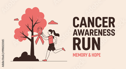 Cancer Awareness Run For Memory And Hope Movement Illustration