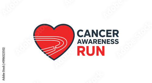Cancer Awareness Run Heart Logo Design