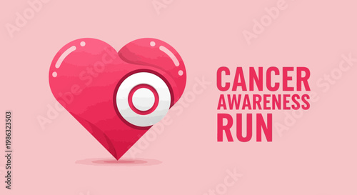 Cancer Awareness Run: Heart Shaped Logo and Symbolic Imagery for Health Campaigns