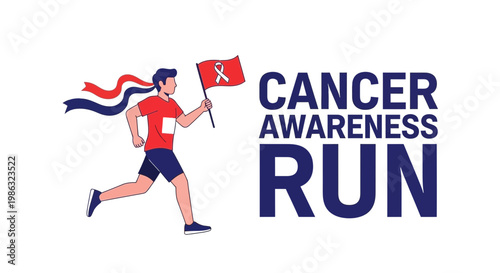 Cancer Awareness Run Illustration Showcasing Courage, Support, And Community Involvement