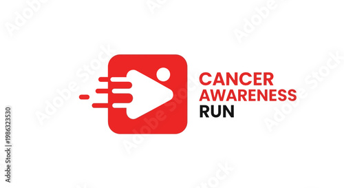 Cancer Awareness Run Logo Design Depicting Forward Motion and Commemoration Effort