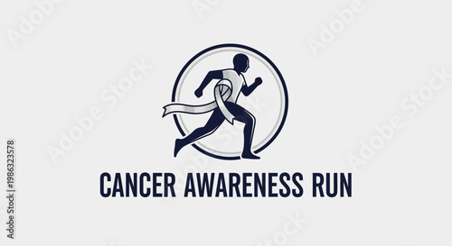 Cancer Awareness Run Logo Illustrating Endurance, Support, And Hope, Unique Design