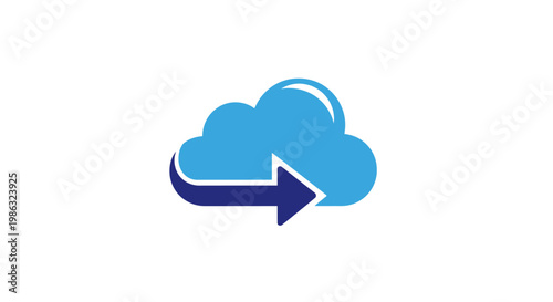 Cloud with blue arrow icon symbol.