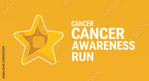 Cancer Awareness Run Promotion With Yellow Star for Charitable Events or Healthcare