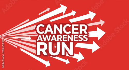 Cancer Awareness Run Promotional Design Showcasing Arrow Dynamics and Call to Action Concepts