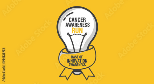 Cancer Awareness Run Promoting Innovation and Support Illustrated in Light Bulb Symbolism