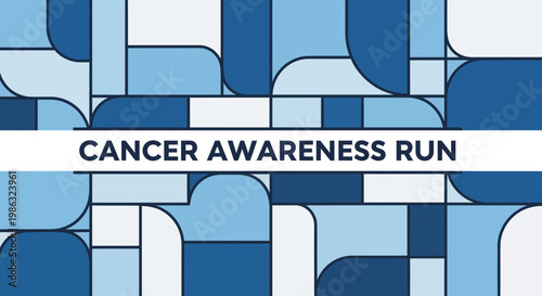 Cancer Awareness Run Promoting Public Health through Charitable Geometric Illustration Design