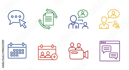 Communication and collaboration icons set.