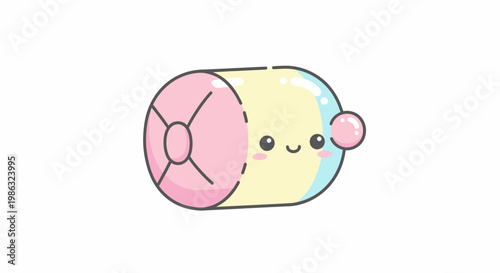 Cute Cartoon Pill Character Smiling Face.