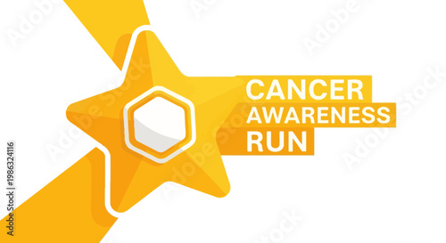 Cancer Awareness Run Symbol: A Vibrant Star-Shaped Emblem for a Charity Event