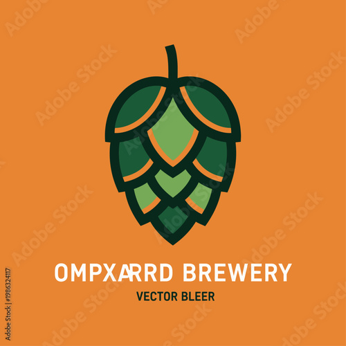 Hops cone brewery logo vector graphic.