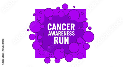 Cancer Awareness Run Symbol Creative Design For Campaign With Purple Circles and White Text