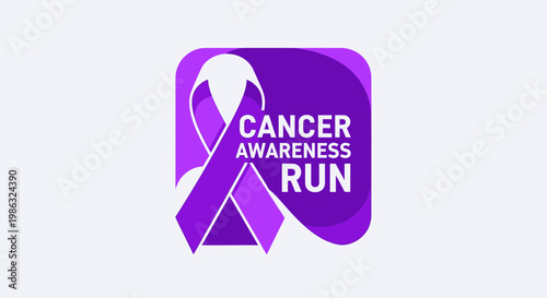 Cancer Awareness Run Visual: Purple Ribbon Design Symbolizing Support and Solidarity