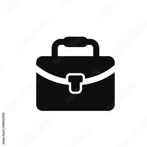 Business briefcase icon flat vector minimal office bag symbol