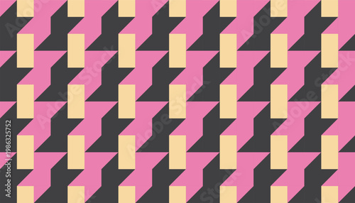 Modern pink and gray geometric seamless pattern, abstract 3D block background with trendy vibrant colors