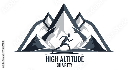 Challenging Sport Event Logo Promoting High Altitude Charity With Mountains