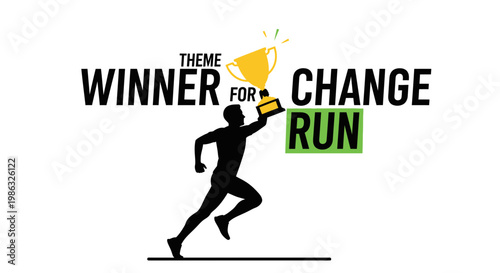 Champion Achieving Victory With Trophy, Theme Of Change For Runners, Symbolizing Success
