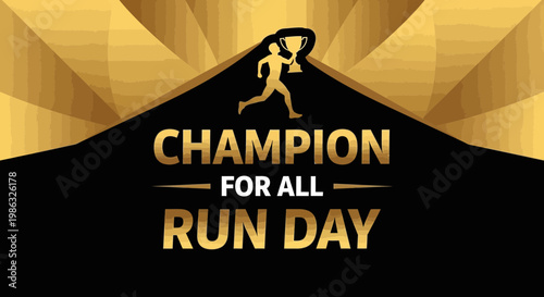 Champion Runner Trophy Icon with Stylish Gold Design Represents Victory and Run Day Event