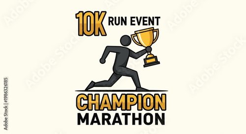 Champion Runner Celebrating 10K Marathon Victory Trophy and Achievement Success Sport Event