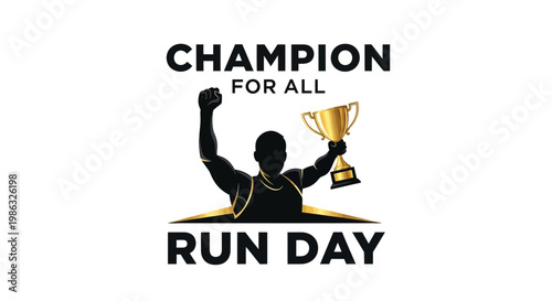 Champion Runner Symbolizing Victory and Achievement On Run Day With Gold Trophy Presented