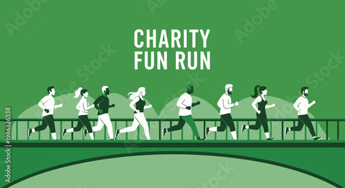 Charitable Fun Run Illustration: Depicting Community Fitness and Athletic Fundraising Event