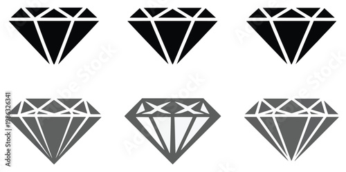 Diamond icons gemstone symbols, luxury jewel and precious stone collection, premium quality wealth and elegance concept vector