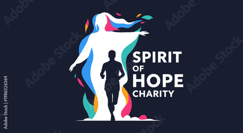 Charity Event Design Depicting Spirit Of Hope, Encouragement and Running with Abstract Elements