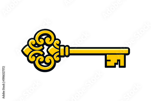 Antique Golden Key Illustration