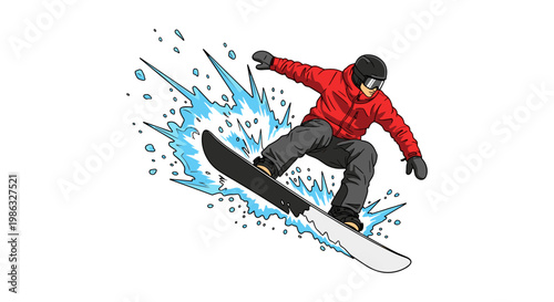 Snowboarder Mid-Air Jump