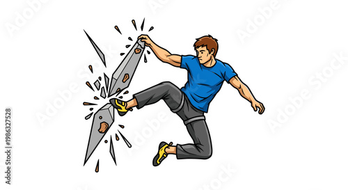 Man Breaking Through Wall