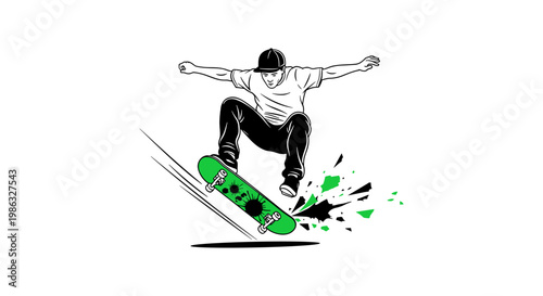 Skateboarder Mid-Air Jump