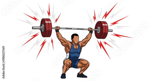Weightlifter Lifting Heavy Barbell