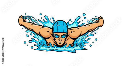 Butterfly Stroke Swimmer Action
