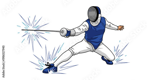 Fencer in Action Pose