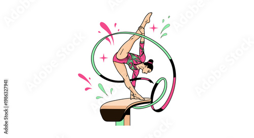 Gymnast Performing on Vault
