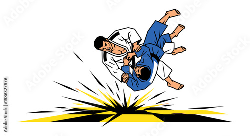 Judo Throw Action Illustration