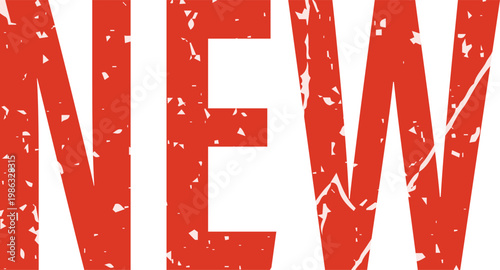 Bold red text new with white cracks.