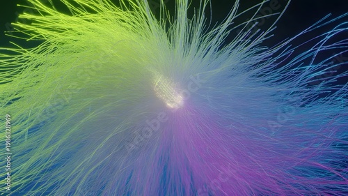 Vibrant colorful fiber optic explosion with glowing center