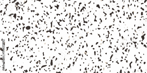 Black grit and grainy specks texture on white background, minimalist distressed particles overlay for design effects