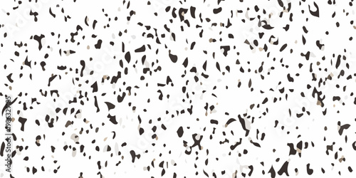 Black grit and grainy specks texture on white background, minimalist distressed particles overlay for design effects