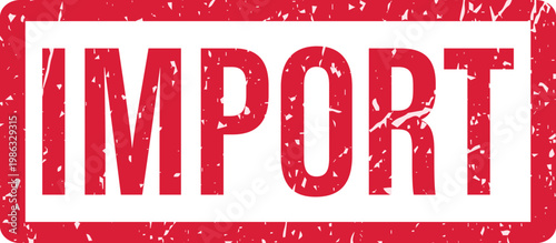 Red import stamp on white background.