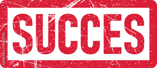 A red succes text stamp with the word success.