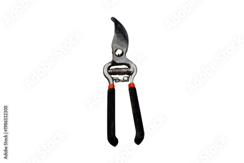 Heavy duty garden pruning shears with spring mechanism and black handles